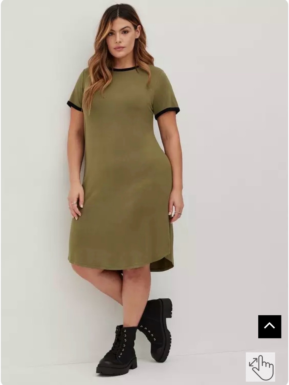 Torrid Super Soft Olive Ringer T-Shirt Dress Plus Size 3X 22/24 NWT